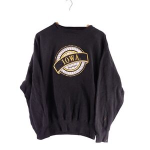 Midwest Embroidery Iowa Hawkeyes Sweatshirt Mens Medium Black Vintage Pullover